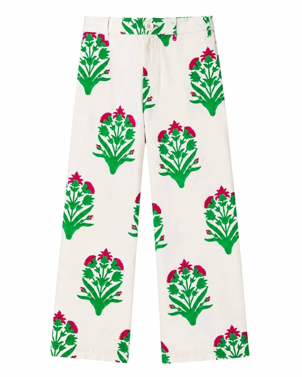 NEW SZ BLOCKPRINTS women's long disco pants in garden palladio